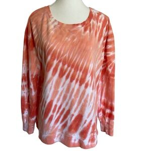 Jane and Delancey Orange/White Tie Dye Crew Neck long sleeve Sweatshirt. Sz L